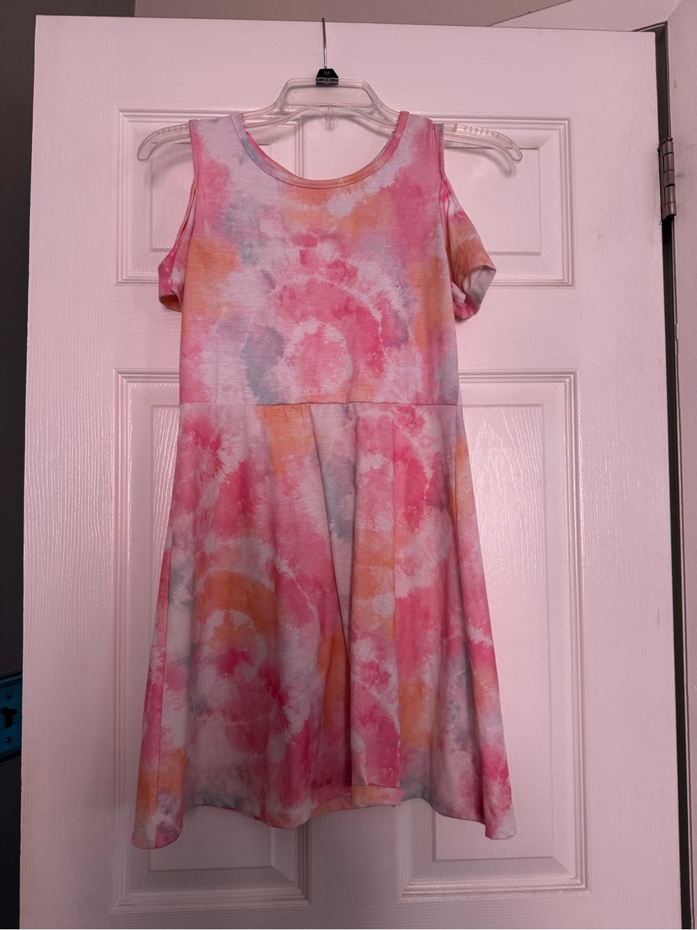 SO Girls' Tie-Dye Cold-Shoulder Dress - Pink, Orange, Blue